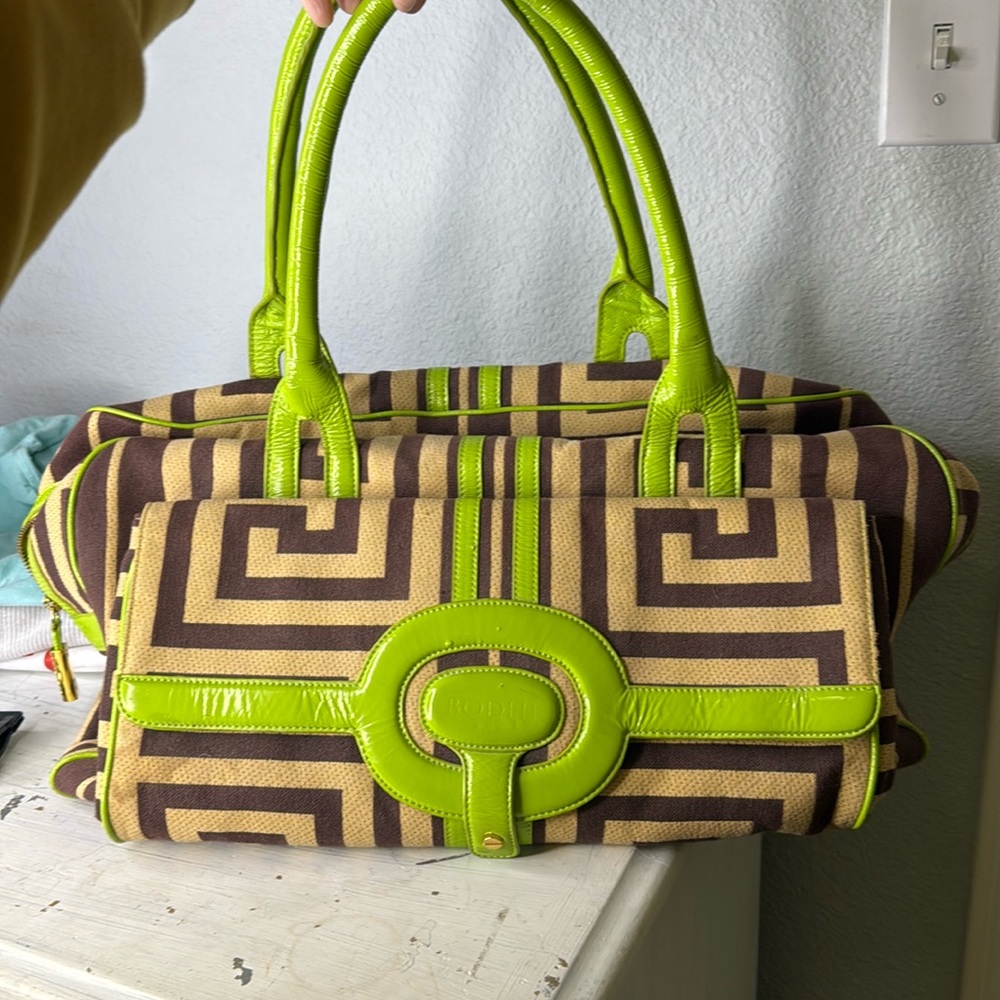 Stylish Green and Brown Tote Bag